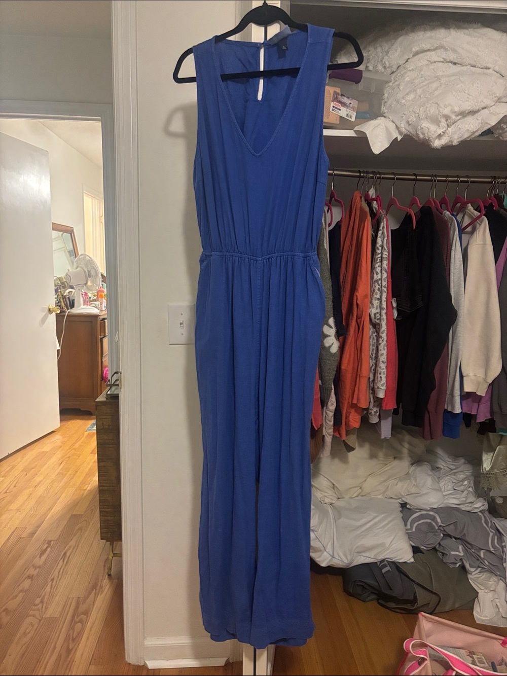 Sleeveless royal blue jumpsuit
